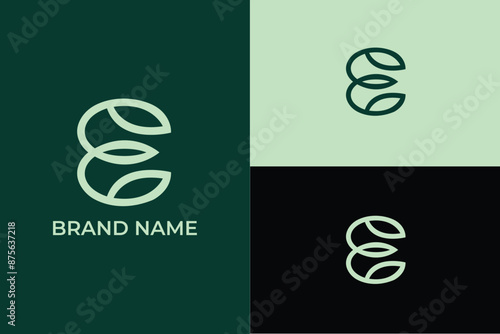initial letter E leaf icon, e letter with leaf logo letter design, e logo letter green icon leaf natural symbol , letter E logo with Organic leaf E
