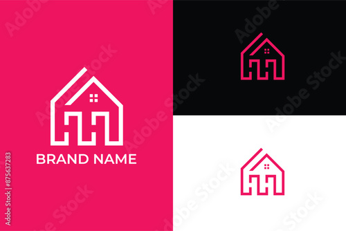 letter M initial construction modern real estate vector