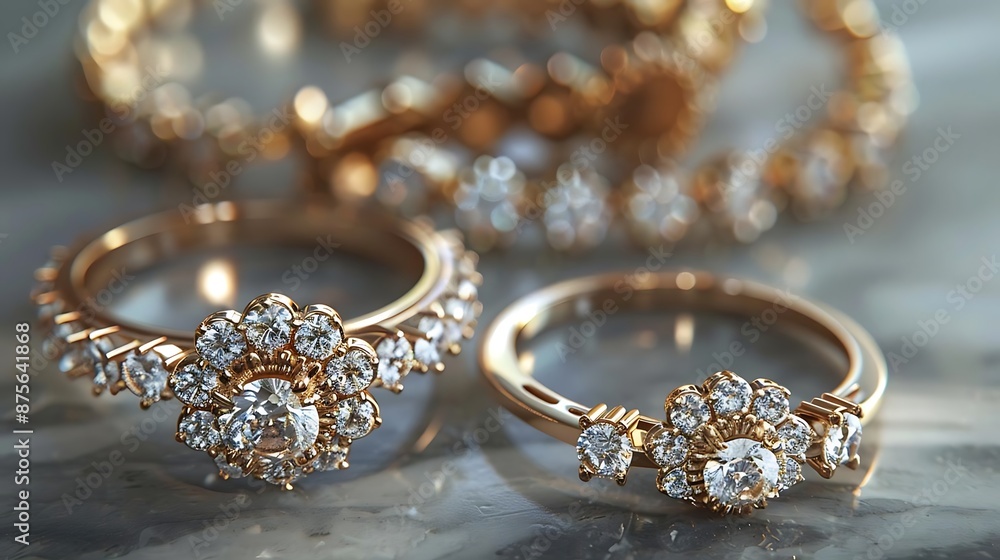 Closeup Photo of Two Gold Rings with Diamond Settings Closeup Photo of Two Gold Rings with Diamond Settings