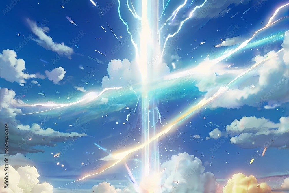 ゲーム背景 空を切り裂くエネルギーパワーエフェクト風イラスト Stock Illustration | Adobe Stock