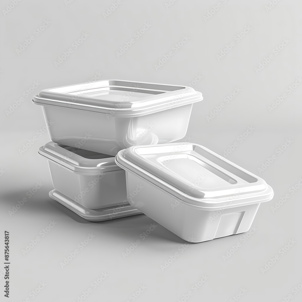 White Plastic Containers 3D Rendering White Plastic Containers 3D Rendering