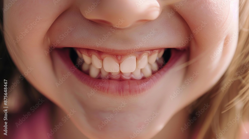 Obraz premium Joyful Gaps: Close-Up of a Child's Smile with Missing Baby Teeth