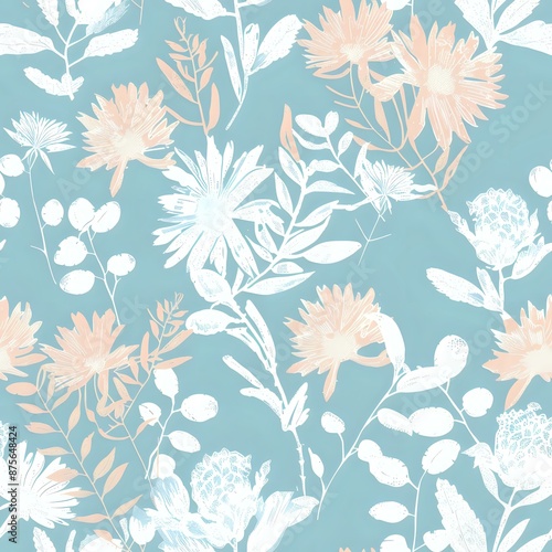 Arts and Crafts Style Floral Motif with Buds