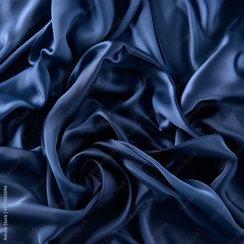 an image of a dark blue satin fabric an image of a dark blue satin fabric