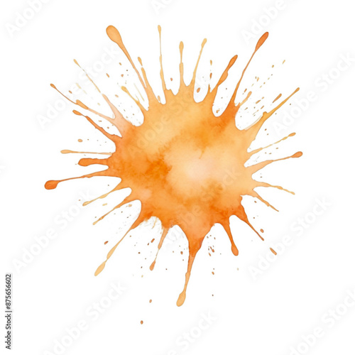Single Soft Orange Watercolor Splash on White Background