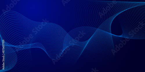 Abstract blue wavy lines Digital frequency track equalizer background. Curved wave smooth stripe seamless pattern. Wave lines created using blend tool. graphic design template banner business wave