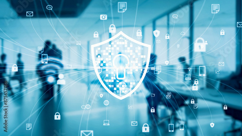 Cuadro en lienzo Futuristic office and network security concept. Cyber security.