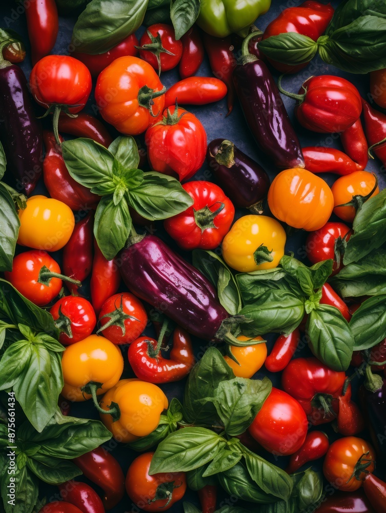 colorful peppers and tomatoes on a black background colorful peppers and tomatoes on a black background