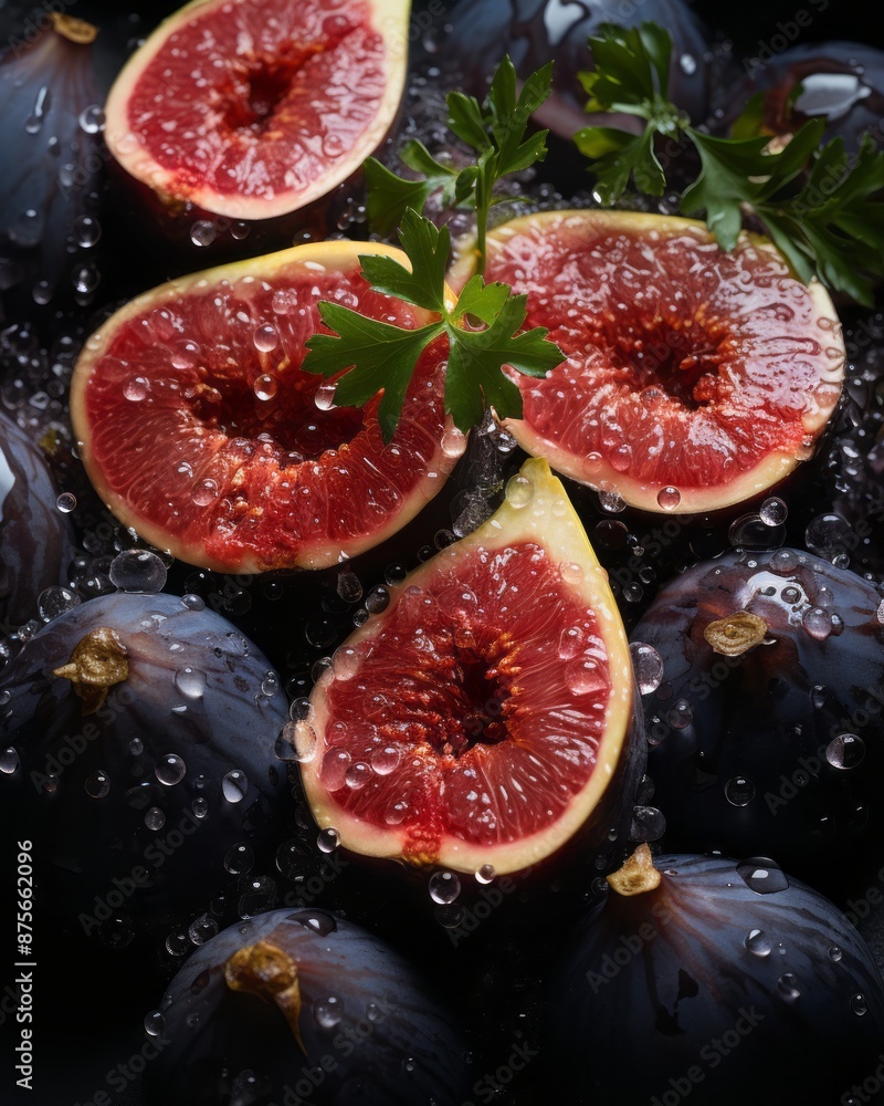 figs with water on a black background figs with water on a black background