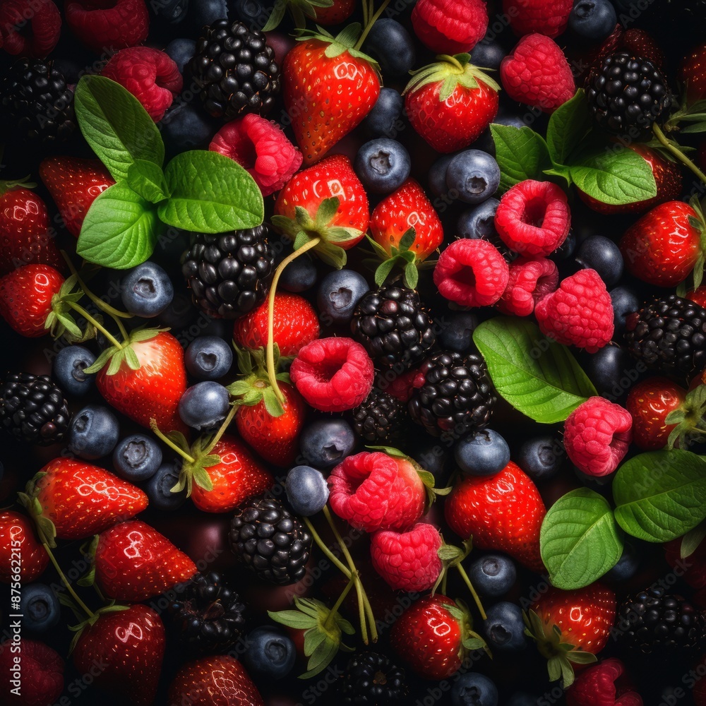 fresh berries and raspberries on a black background fresh berries and raspberries on a black background
