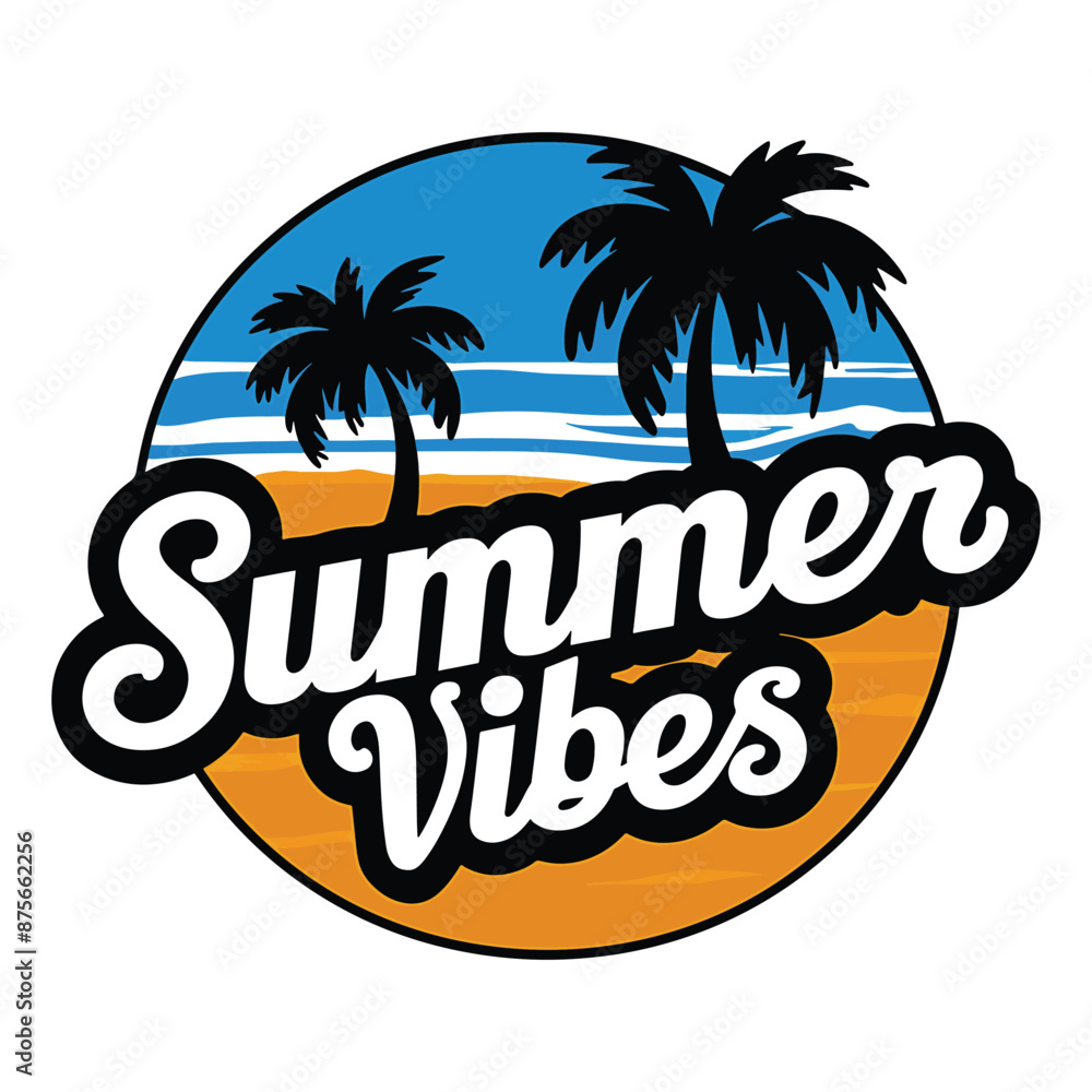 custom made wallpaper toronto digitala palm tree is in the middle of a sunset summer vibes typography t shirt design vector