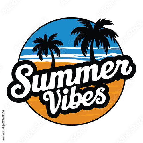 Wallpaper Mural a palm tree is in the middle of a sunset summer vibes typography t shirt design vector Torontodigital.ca