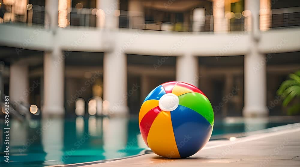 Summer Holidays Background with Floating Beach Ball Summer Holidays Background with Floating Beach Ball