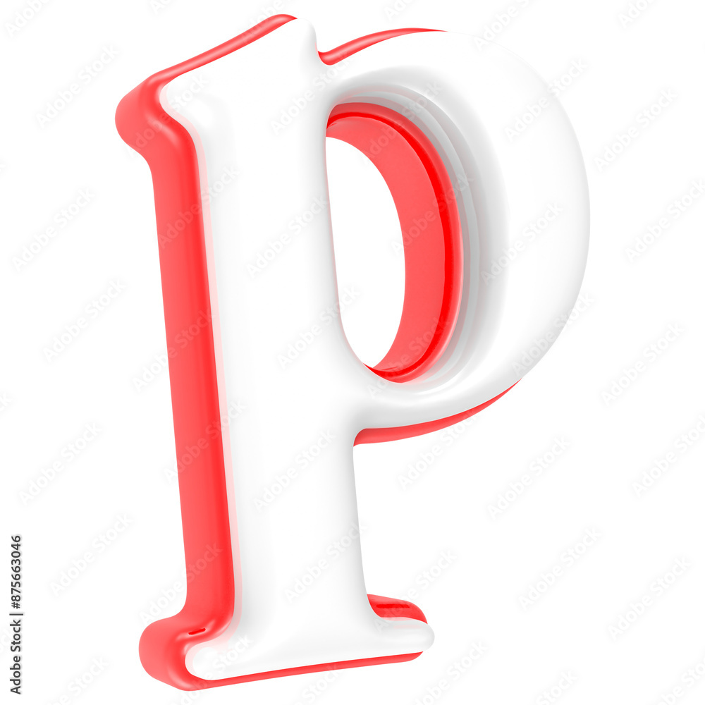 Red Alphabet with White 3D Rendering Letter p