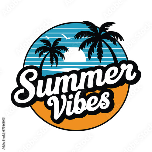 Wallpaper Mural a palm tree is in the middle of a sunset summer vibes typography t shirt design vector Torontodigital.ca