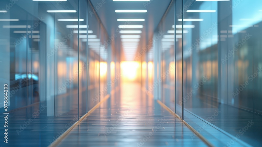 Office hallway with bright blurred background, office, corporate environment Office hallway with bright blurred background, office, corporate environment