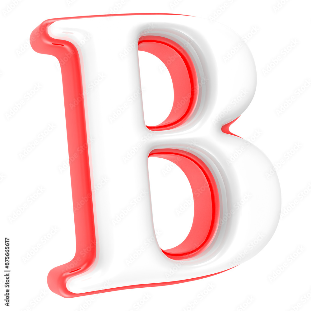 Red Alphabet with White 3D Letter B Red Alphabet with White 3D Letter B