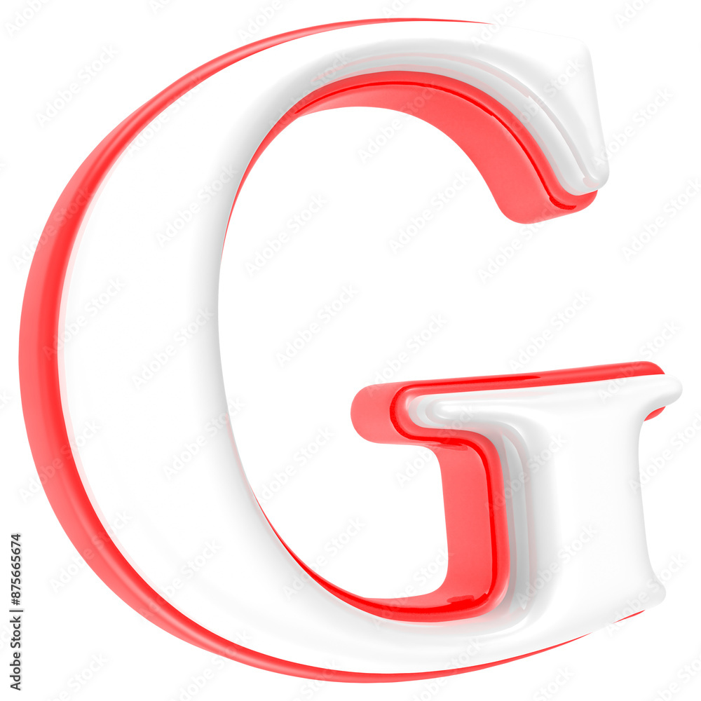 Red Alphabet with White 3D Letter G Red Alphabet with White 3D Letter G