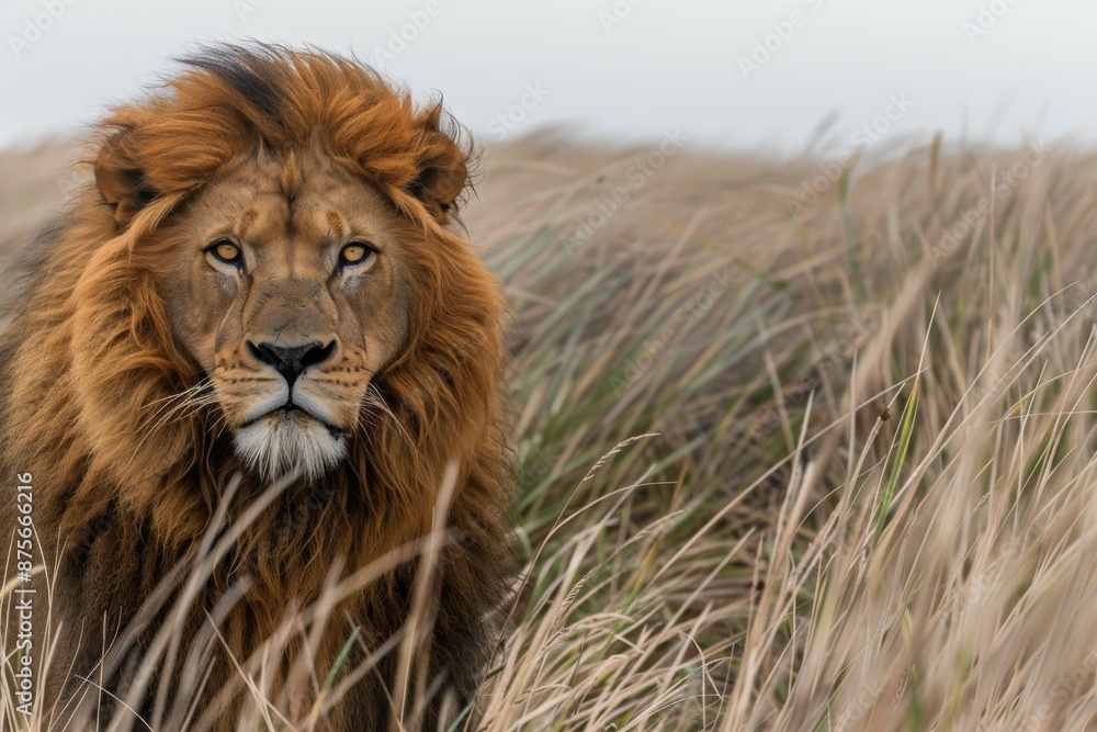 Majestic Lion in the Tall Grass Majestic Lion in the Tall Grass