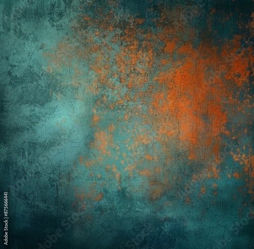 Abstract Granular Textures: Moody Brown, Orange, and Blue Poster Backgrounds with Smooth Turquoise and Aquamarine Gradients for Vintage Design. photo