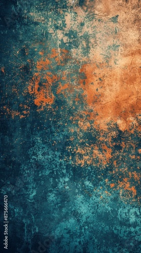 Abstract Granular Textures: Moody Brown, Orange, and Blue Poster Backgrounds with Smooth Turquoise and Aquamarine Gradients for Vintage Design. photo