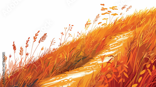A path on a hillside with tall grasses and grasses 