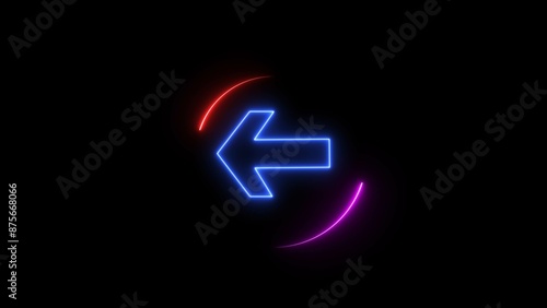 Abstract neon arrow downloading icon and direction icon illustration background.