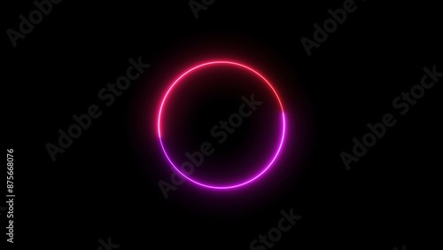 Abstract beautiful neon light circle radio waves 4k illustration background.