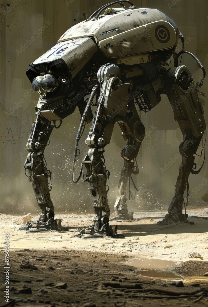 Abstract Military Combat Robot Dog Concept: Futuristic Vector ...