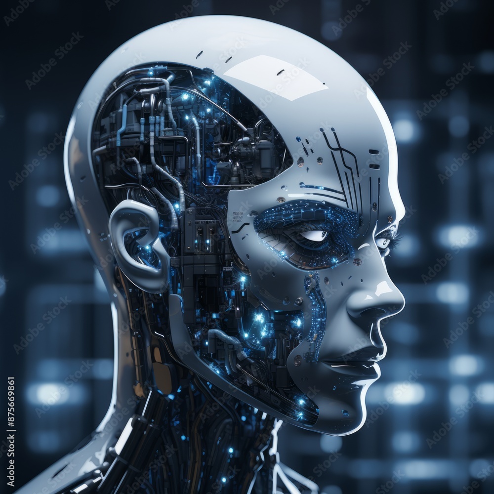 the face of a robot is shown in front of a dark background the face of a robot is shown in front of a dark background