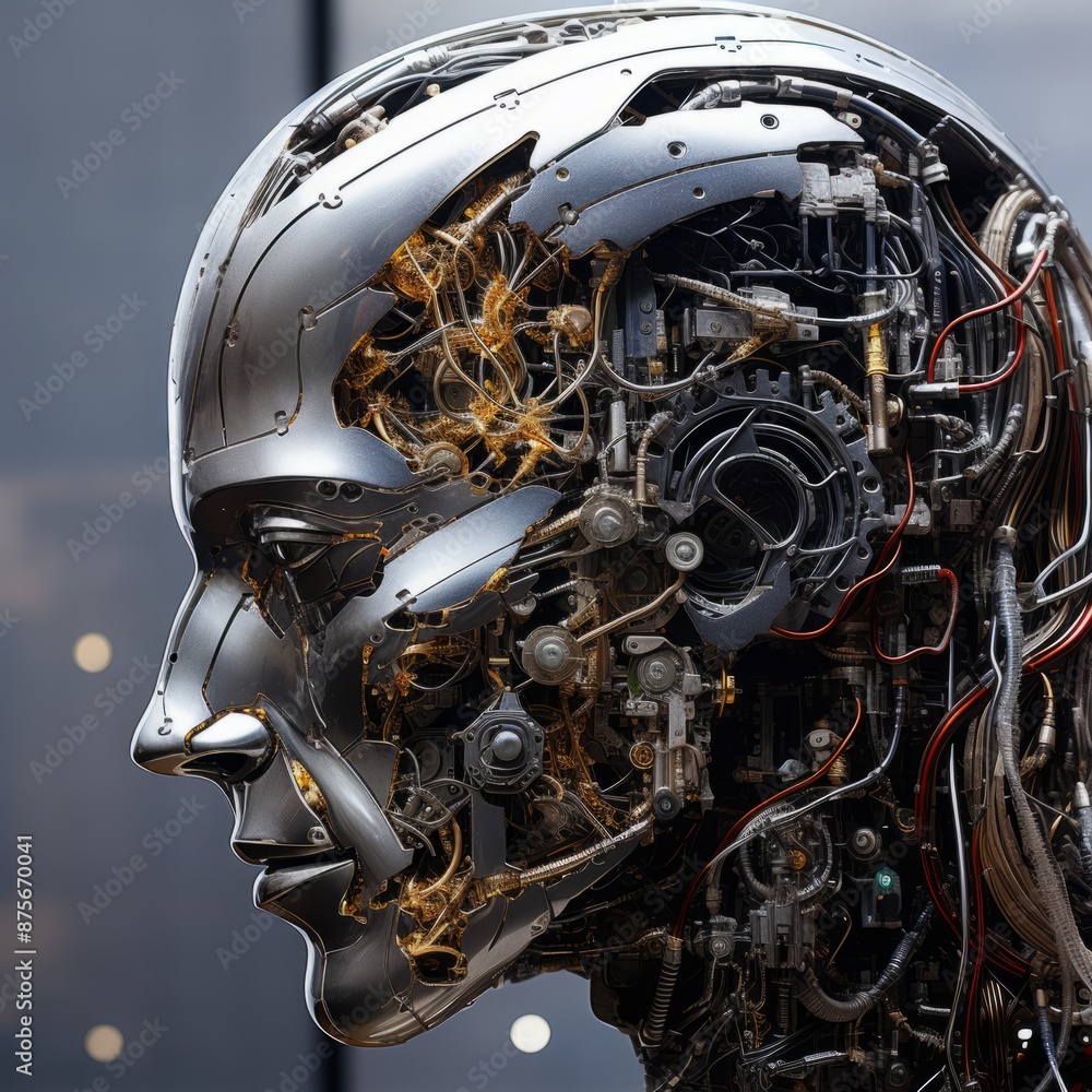 the head of a robot is made up of many wires the head of a robot is made up of many wires