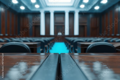 Holographic prosecution, advanced courtroom displays, digital security measures, futuristic governance