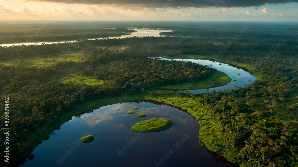Fototapeta premium Vista Aérea de uma Floresta Tropical: A Majestade da Natureza