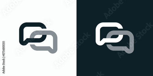 Face line chat bubble vector logo design