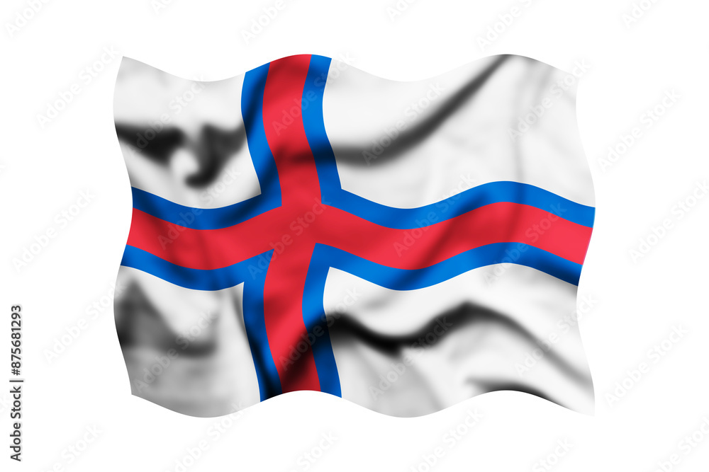 Fototapeta premium Waving the flag of Faroe Islands on a transparent background. 3d rendering. Clipping Path Included