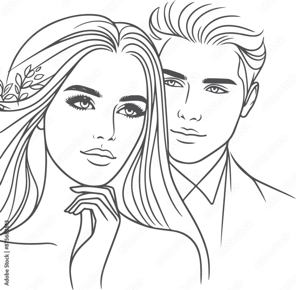 Continuous one line drawing of a wedding couple Vector illustration. Continuous one line drawing of a wedding couple Vector illustration.