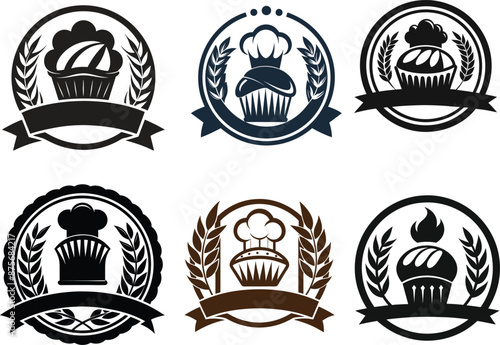 Set of Bakery manufacturer brand icon logo silhouette vector 
