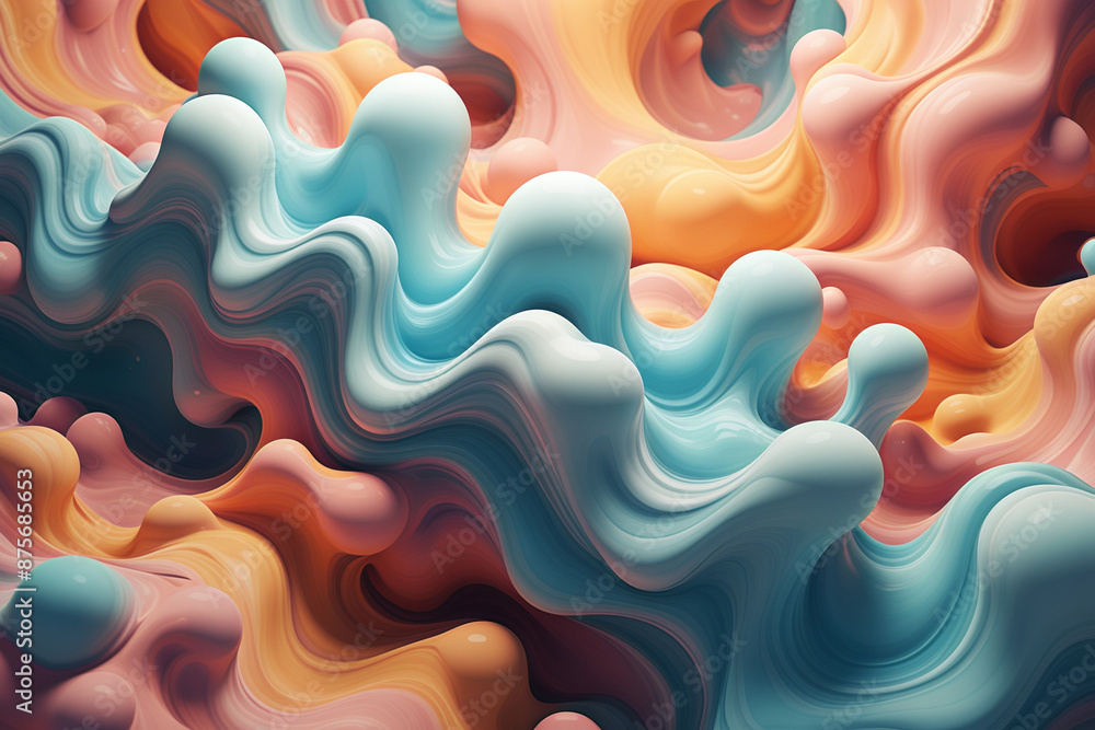 Fototapeta premium 3D fluid colorful abstract style dreamlike wallpaper background