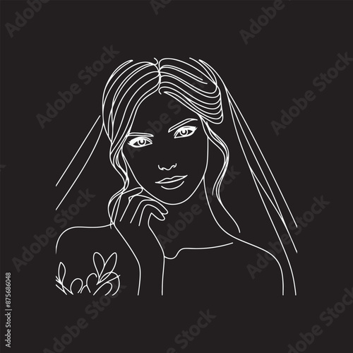 Continuous one line drawing of a wedding couple Vector illustration.