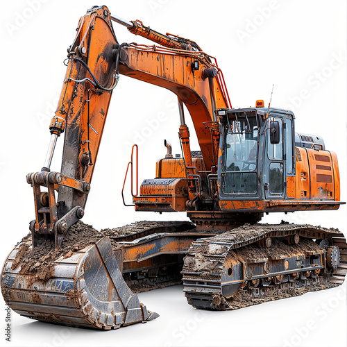excavator on white background