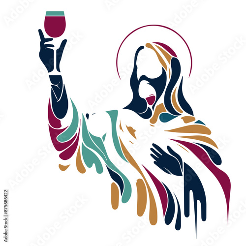 Jesus Christ raising the glass of wine