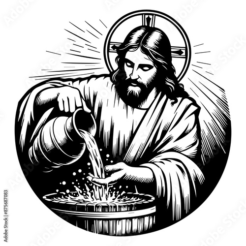 Jesus Christ turning water into wine