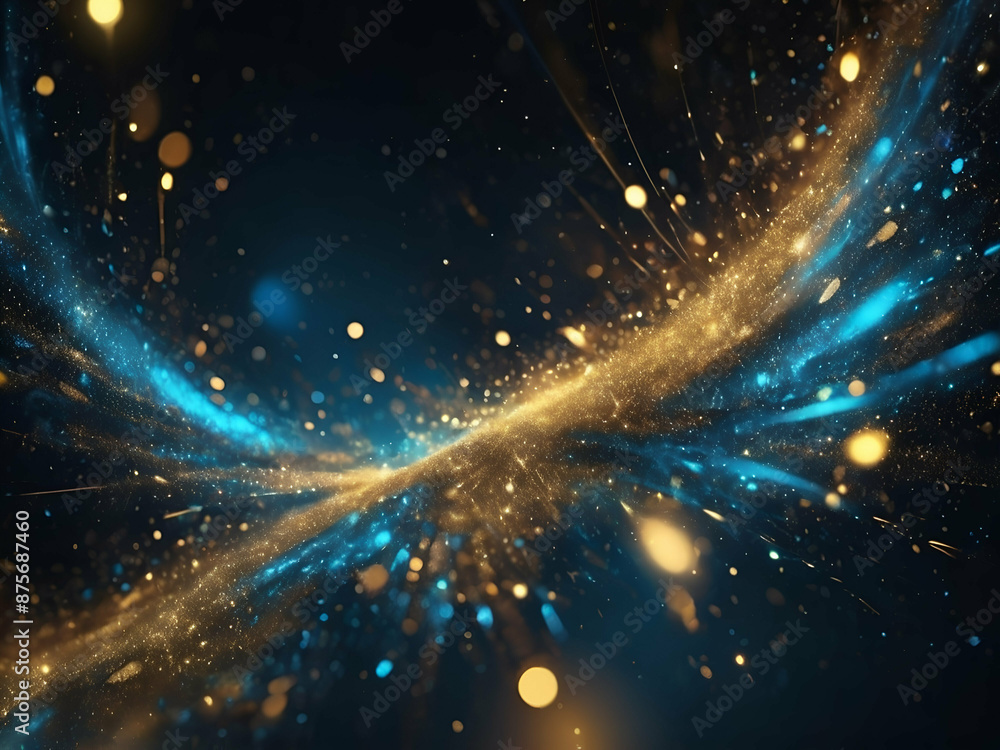 Obraz premium defocused glowing background of abstract glitter lights. gold, blue and black.