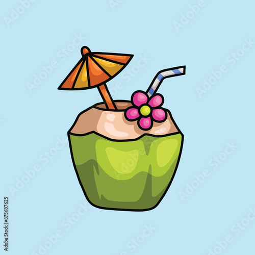 Coconut Water Vector Icon Summer Elements