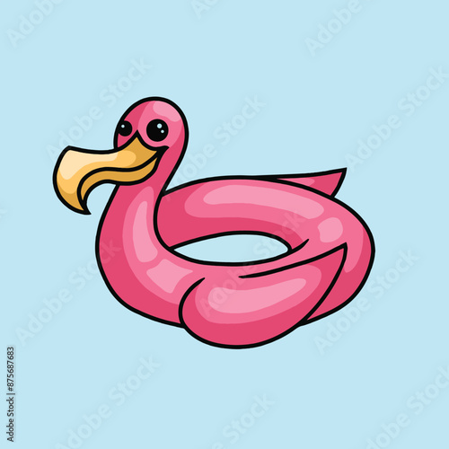 Flamingo Pool Float Vector Icon Summer Elements