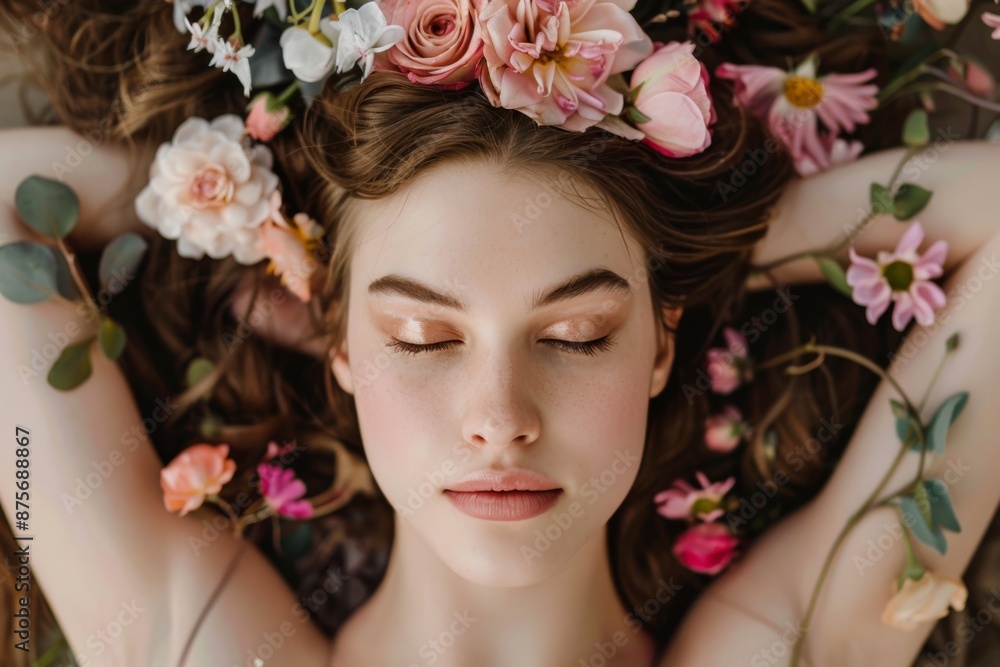 Woman Sleeping with Flowers in Her Hair Woman Sleeping with Flowers in Her Hair