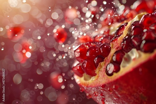 A Splash of Ruby Red: Pomegranate Burst in Motion