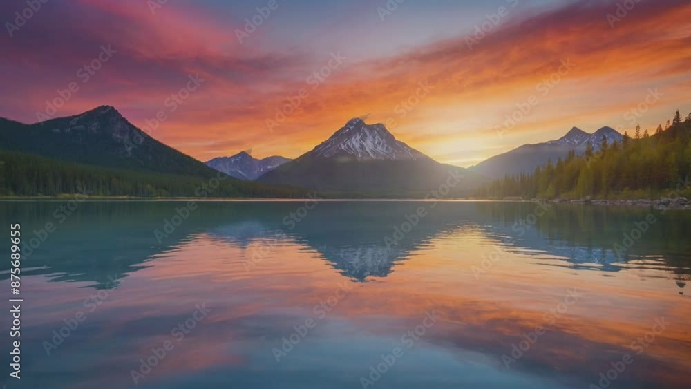 sunrise over the lake, seamless looping animation video background sunrise over the lake, seamless looping animation video background