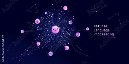 Illustration of abstract stream information with line and dot. Big data, technology, AI, data transfer, data flow, large language model, generative ai