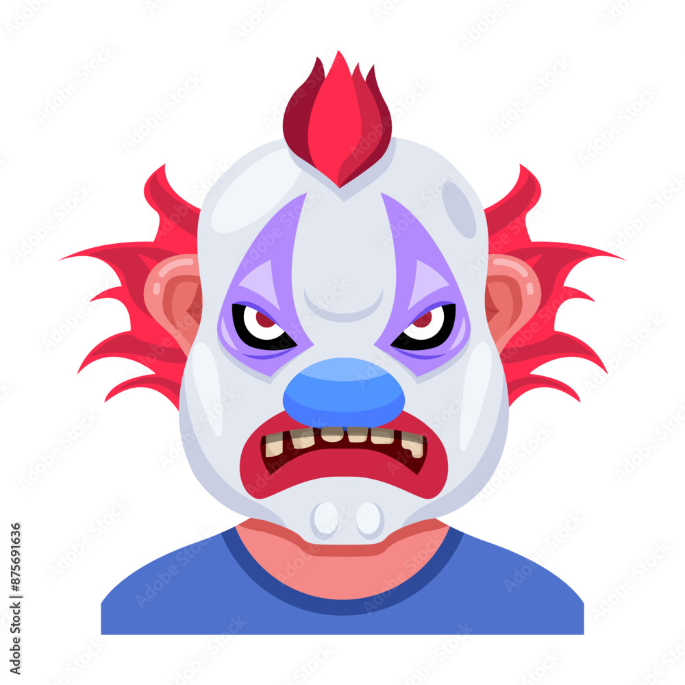 Fototapeta premium A flat style mascot of evil clown